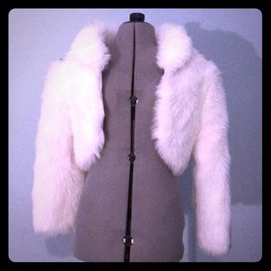 White faux fur bolero